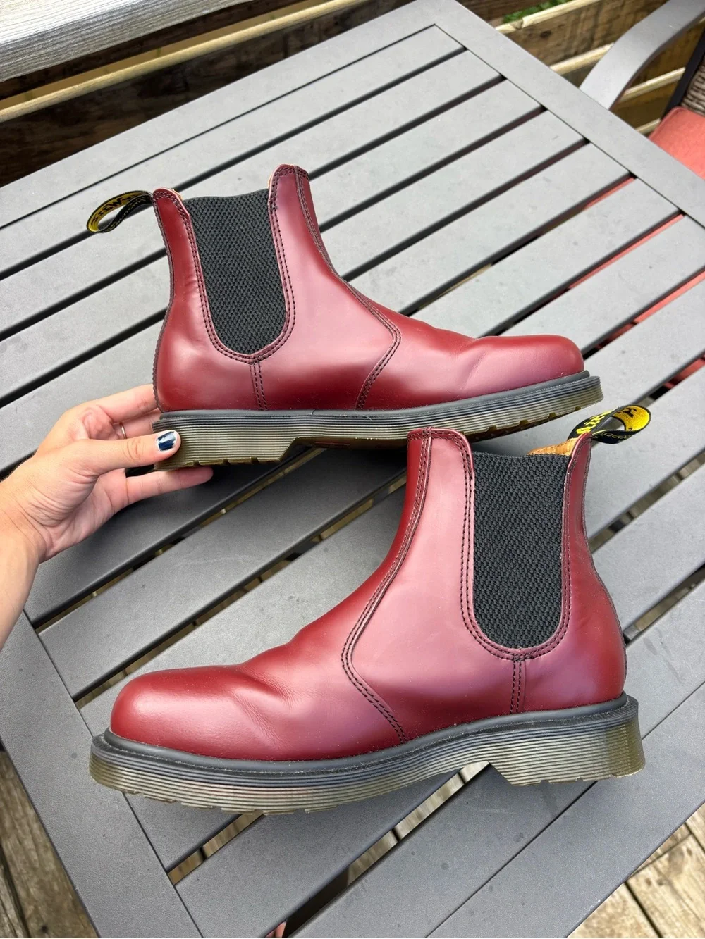 Dr. Martens cherry red Chelsea boots smooth leather 2976 size 7